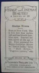 Madge Evans Stage and Cinema Beauty Card 1933