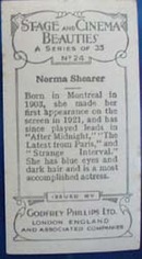 Norma Shearer Stage and Cinema Beauty Card 1933,