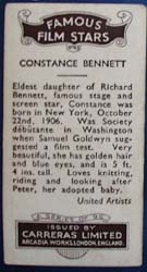 Constance Bennett Famous Film Star Card 1935