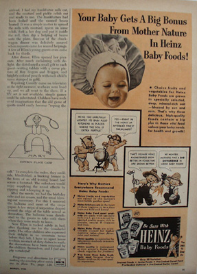 Heinz Baby Foods Baby Wearing Chefs Hat Ad 1952