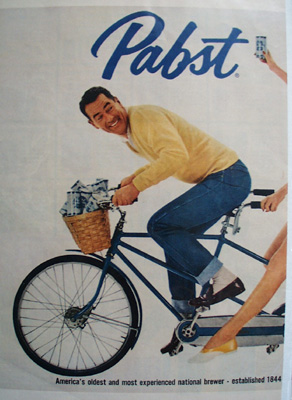 Pabst Beer Couple On Bicycle Ad 1958