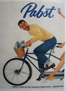 Pabst Beer Couple On Bicycle Ad 1958