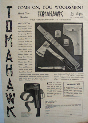 Open Road Tomahawk Ad 1938