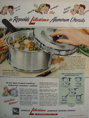 Reynolds Cooking Utensils Two Ladies Talking Ad 1946