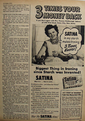 Satina 3 Times Your Money Back Ad 1950