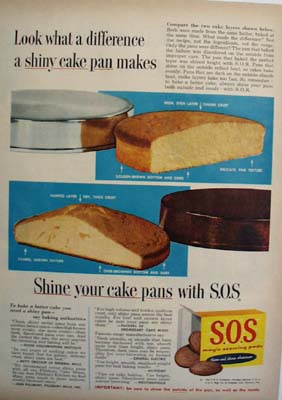 S O S Difference In Shiny Cake Pan Ad 1954
