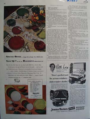Ballerina Dinnerware Special Offer Ad 1953