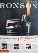 Ronson Cigarette Lighter New Varaflame Ad 1958