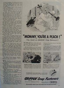 Grippers Snap Fasteners Baby Playing Horn Ad 1954
