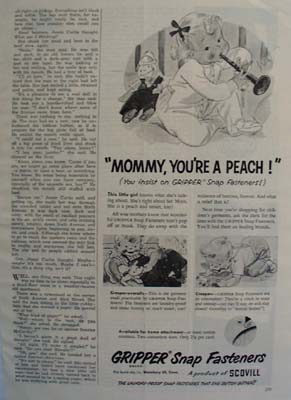 Grippers Snap Fasteners Baby Playing Horn Ad 1954