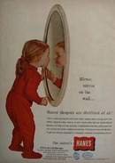 Hanes Little Girl In Red With Mirror Ad 1954