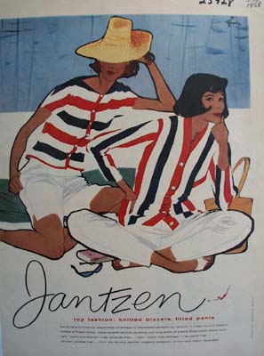 Jantzen Fashion Red White Blue Blazers Ad 1958