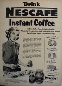 Nescafe Coffee Woman With Jar And Spoon Ad 1952