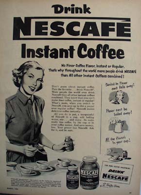 Nescafe Coffee Woman With Jar And Spoon Ad 1952