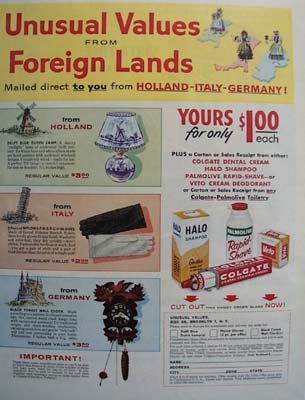 Colgate Unusual Values From Foreign Lands Ad 1958