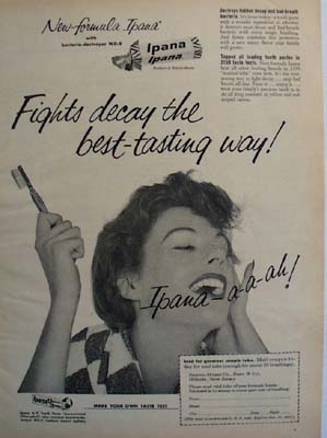 Ipana Toothpaste And Lady With Toothbrush Ad 1954