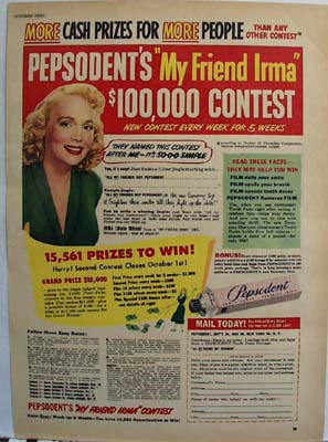 Pepsodent Toothpaste My Friend Irma Ad 1950