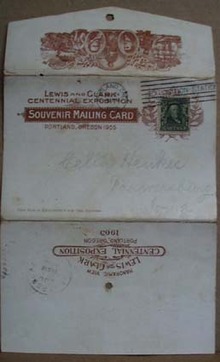 1905 souvenir outside cover for the Lewis and Clark Centennial Exposition.