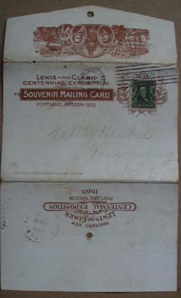 1905 souvenir outside cover for the Lewis and Clark Centennial Exposition.