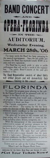 March 28, 1906 Band Concert Advertising Sheet