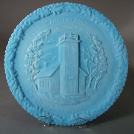 Fenton 1970 Christmas Plate, lt blue,