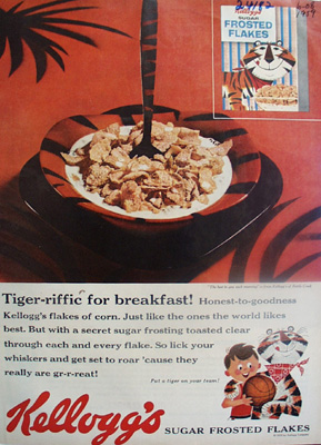 Kelloggs Sugar Frosted Flakes Tiger riffic Ad 1959