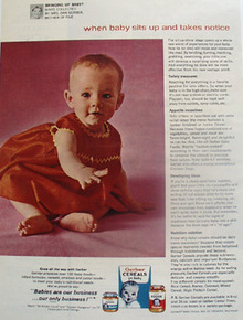 Gerber Cereals Baby Sits Up And Takes Notice Ad 1964