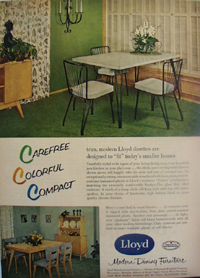 Lloyd Mfg Co Dinettes Carefree Ad 1954
