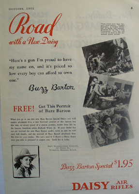 Daisy Rifle And Buzz Barton Ad 1932