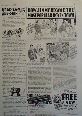 Hohner Harmonica Jimmy Most Popular Boy Ad 1936