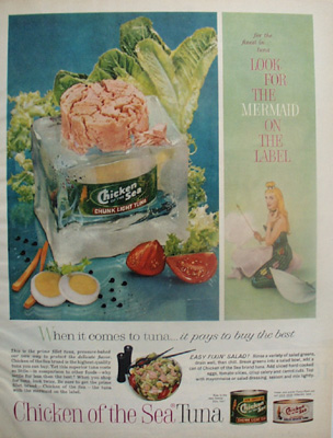 Chicken Of Sea Tuna Look for Mermaid Ad 1959