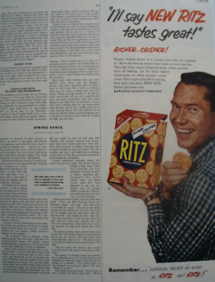 Ritz Crackers Tastes Great Ad 1953