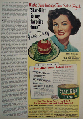 Star Kist Tuna And Gene Tierney Ad 1951
