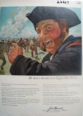 John Hancock Insurance And Sam Houston Ad 1958