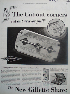 Gillette Cut Out Corners Ad 1930