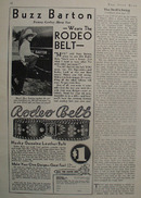 Rodeo Belt And Movie Star Buzz Barton Ad 1930s