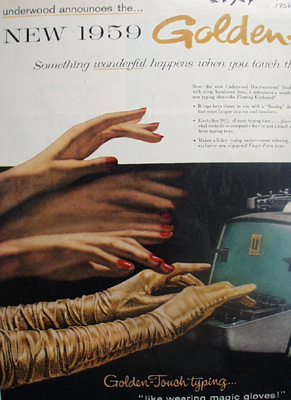 Underwood Typewriter Golden Touch Electric Ad 1958