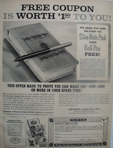Artistic Card Co Free Coupon Ad 1959
