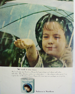 Northern Tissue Girl Under Umbrella Ad 1964