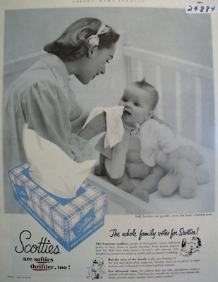 Scotties Tissues Mother Baby Teddy Bear Ad 1952
