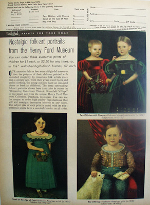 Nostalgic Folk Art Portraits. Ad 1965