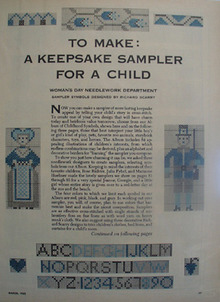 Keepsake Sampler For Child Article 1952