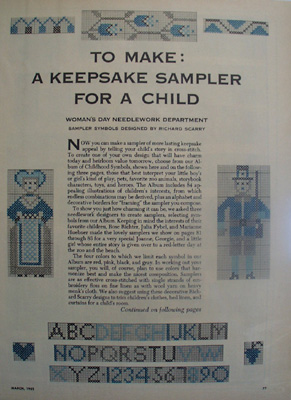 Keepsake Sampler For Child Article 1952