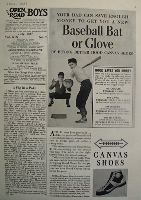Hood Shoes Baseball Bat or Glove Ad 1937
