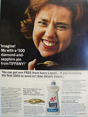 Ivory Liquid Diamond And Sapphire Pin Ad 1966