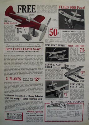 Comet Model Airplane Flies 900 Feet Ad 1932