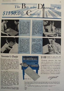 A.C.Gilbert Co Boy Discovered Candle Ad 1933