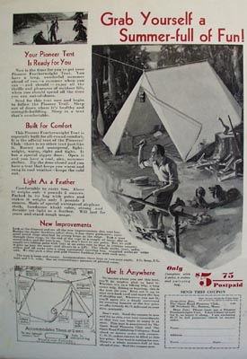 Pioneer Club Tent Grab Summer Full Fun Ad 1932