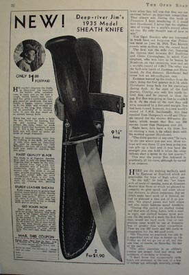 Pioneer Dept. Deep River Jims 1935 Knife Ad