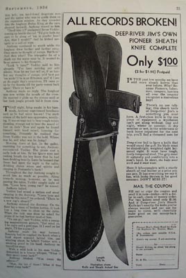 Pioneers Dept. All Records Broken Knife Ad 1936